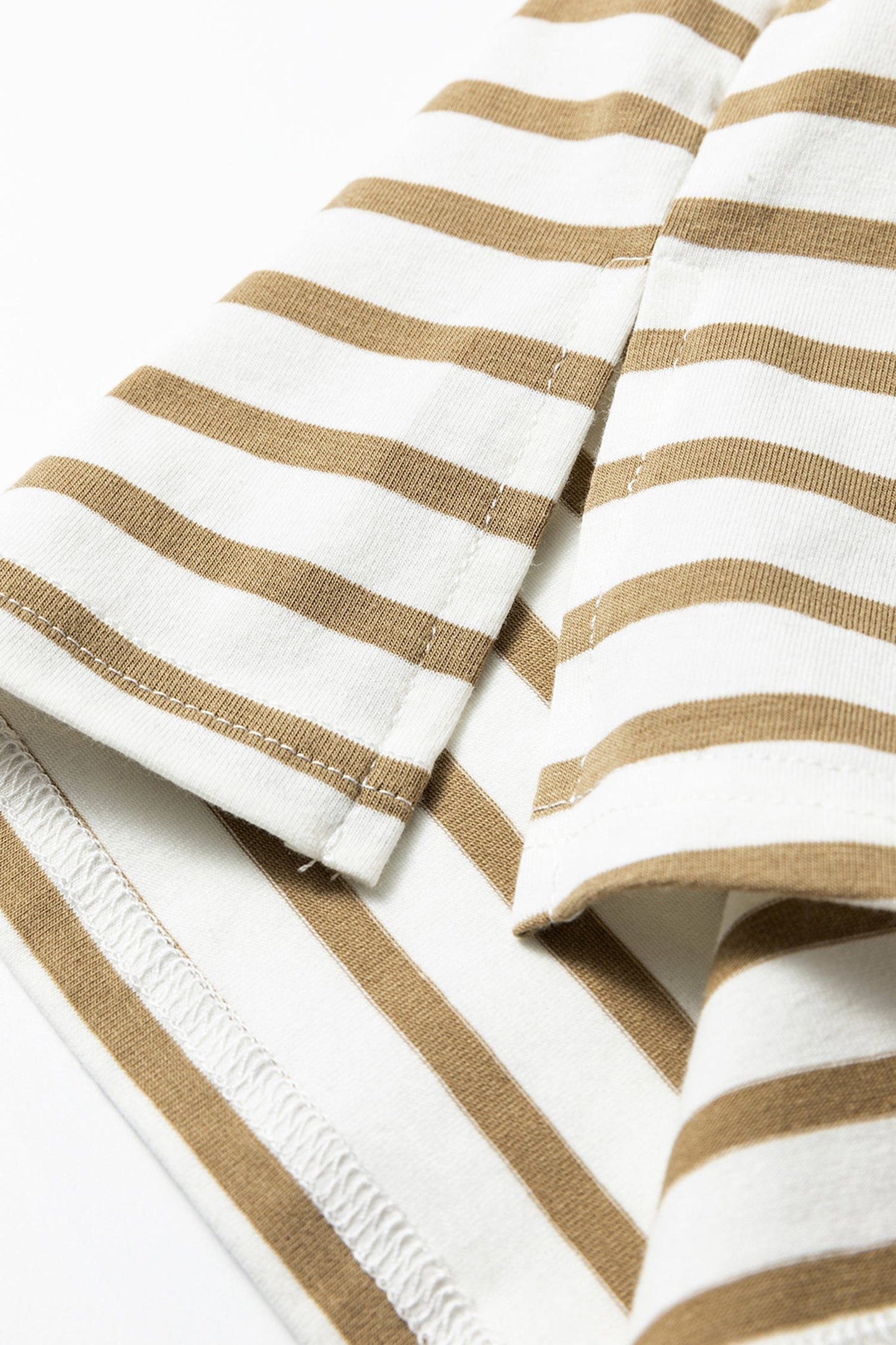 Stripe Leopard Patchwork Round Neck Loose T-Shirt