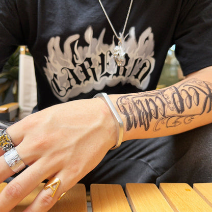 Trendy Men's Silver Brushed Titanium Steel Bracelet