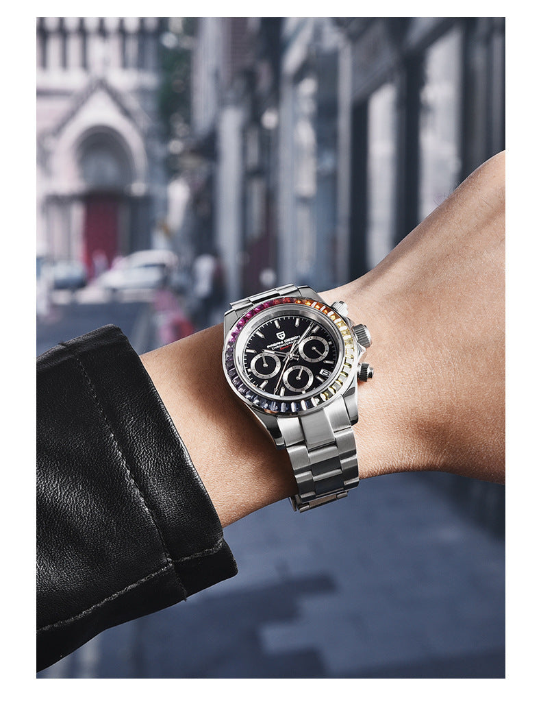 Multifunctional Stainless Steel Quartz Watch for Men