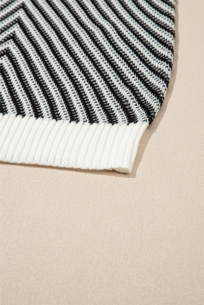 Contrast Chevron Knit V-Neck Sweater Vest