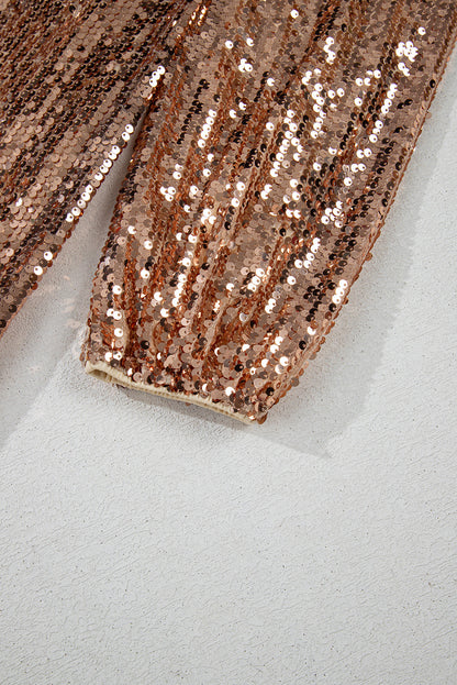 Sequined Long Sleeve Cutout Back Mini Dress
