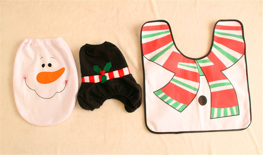 Christmas Santa Bathroom Curtain Toilet Seat Decor