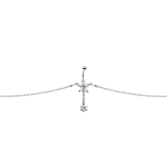 Clear Gem Floweret Flower Belly Chain