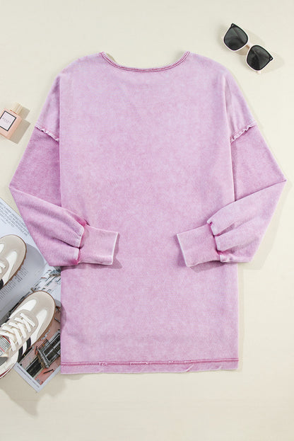 Mineral Wash Drop Shoulder Pullover Sweatshirt