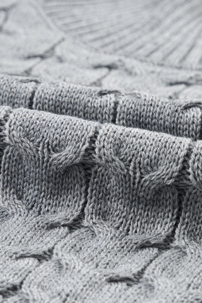 Cable Knit Turtleneck Batwing Short Sleeve Sweater