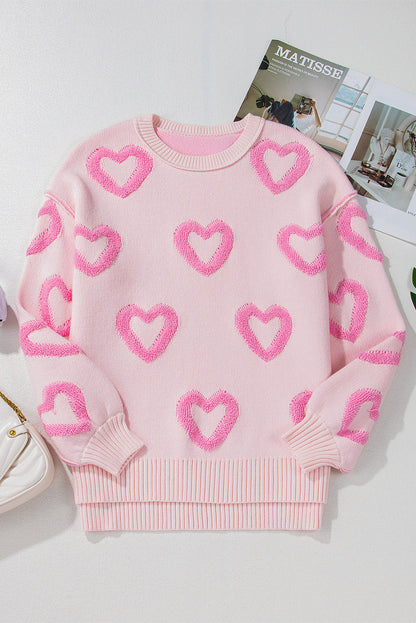 Valentine Heart Bubble Sleeve Baggy Sweater