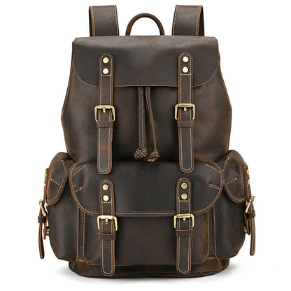 Crazy Horse Leather Outdoor Backpack