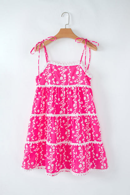 Floral Ric-Rac Patch Sleeveless Mini Dress