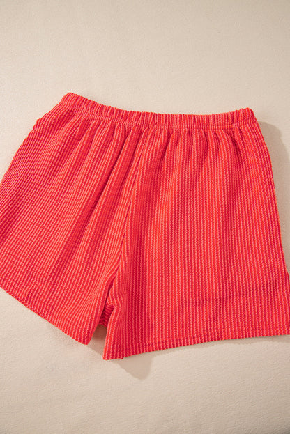 Corded Knit Long Sleeve Top and Shorts Set