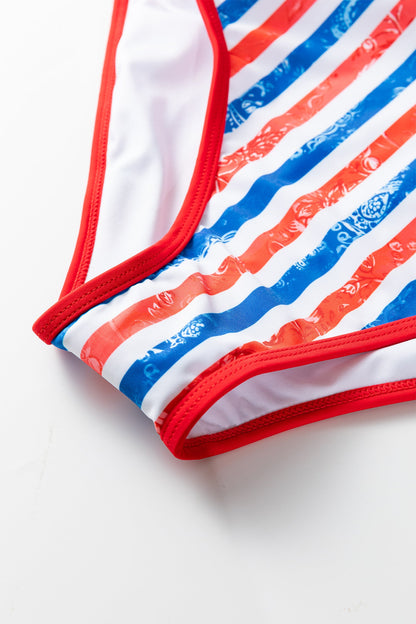 Americana Stripe Cutout Spaghetti Strap Swimsuit