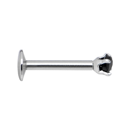16G Black 2mm Gem Internally Threaded Labret Monroe Tragus