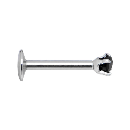 16G Black 2mm Gem Internally Threaded Labret Monroe Tragus