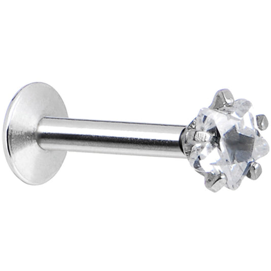 16G Clear 3mm Star Gem Internally Threaded Labret Monroe Tragus