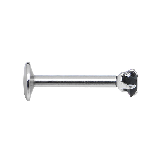 16G Black 3mm Square Gem Internally Threaded Labret Monroe Tragus