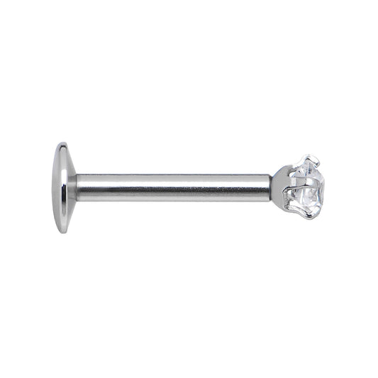 16G Clear 3mm Square Gem Internally Threaded Labret Monroe Tragus