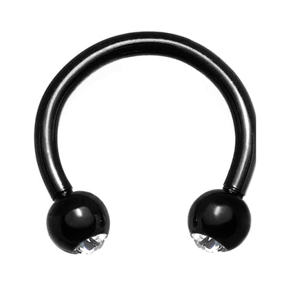16G 5/16 Clear Gem Black Anodized Horseshoe Circular Barbell