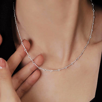 925 Sterling Silver Korean Style Tag Clavicle Chain