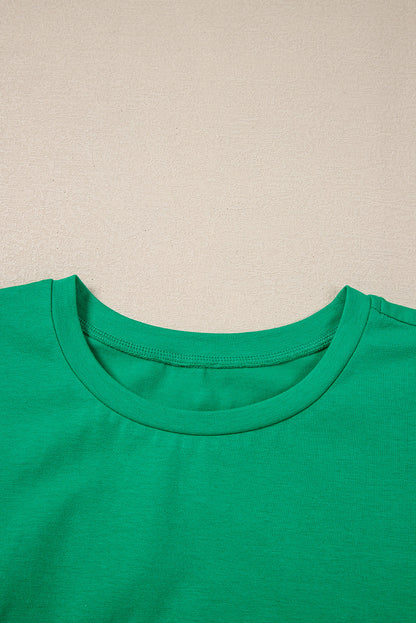 Embroidered Ruffle Sleeve Crew Neck Top