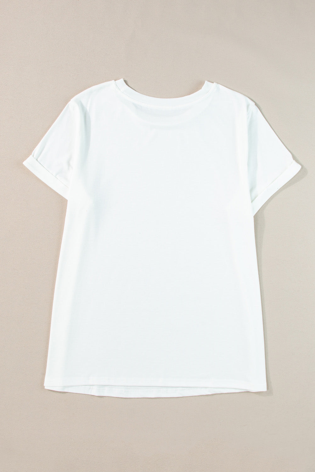 Plus Size Round Neck Roll Sleeve T-shirt