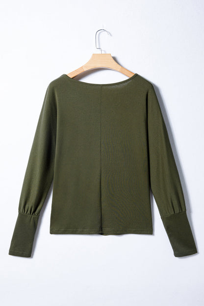Solid Extended Cuff Long Sleeve Top