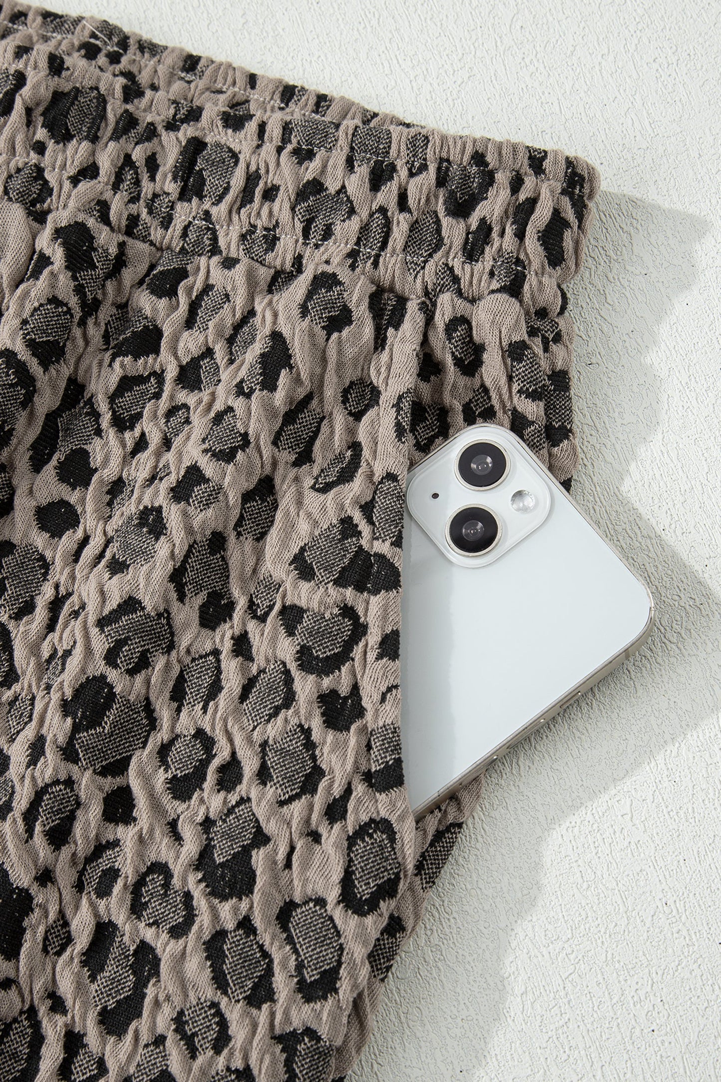 Leopard Jacquard Half Sleeve & Jumper Wide Leg Pants