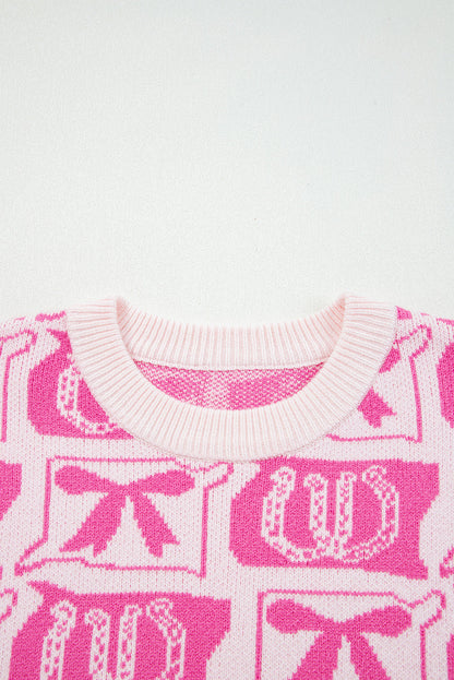 Western Bows & Horseshoes Long Sleeve Sweater