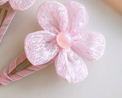 Sweet Snow Yarn Flower Children's Barrettes