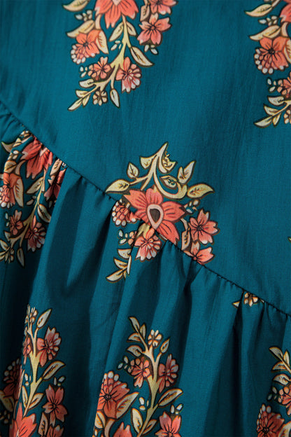 Plus Size Floral Lacy Trim Pleated Shirt