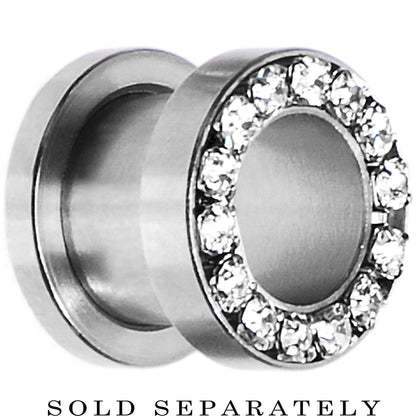 00G Stainless Steel Clear Gem Screw Fit Tunnel