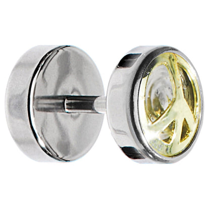 Anodized Titanium Gold Peace Sign Cheater Plug