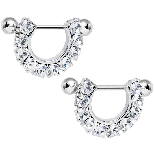 14G 5/8 Clear Gem Flirtatious Flair Nipple Shield Set
