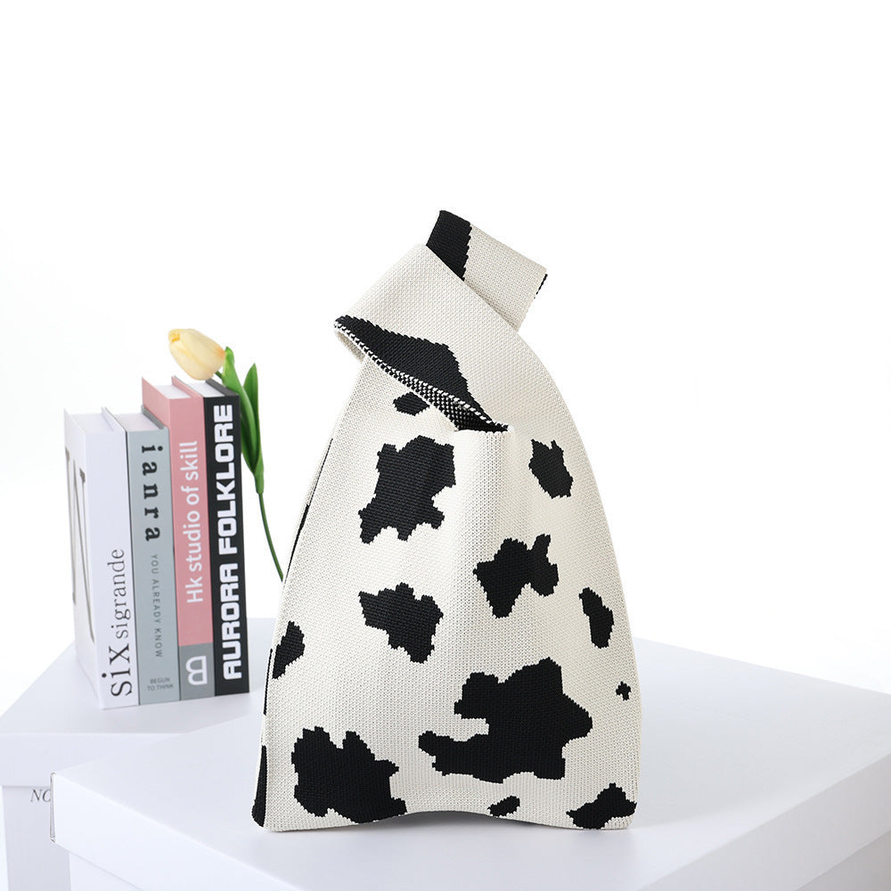 Checkerboard Knitted Shopping Tote