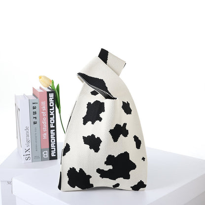 Checkerboard Knitted Shopping Tote