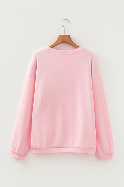 Drop Shoulder Sweatshirt with 3D Heart Detail