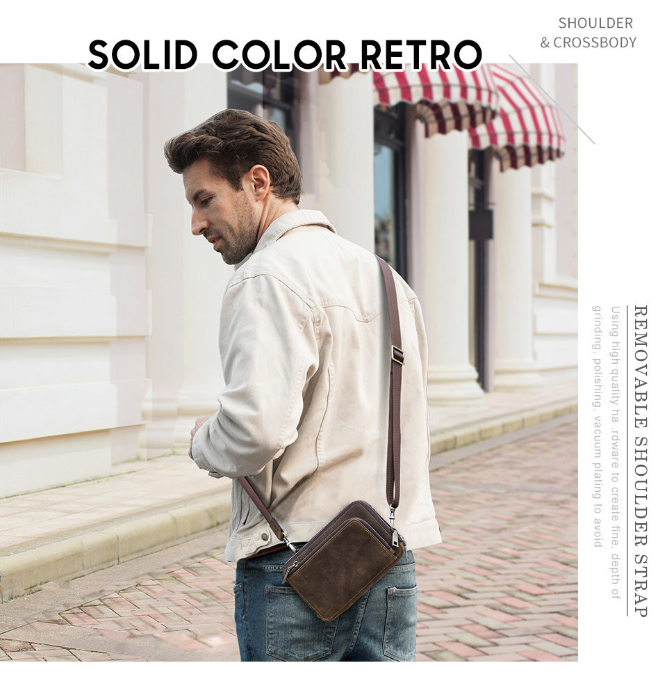 Retro Crazy Horse Men's Crossbody Phone Bag