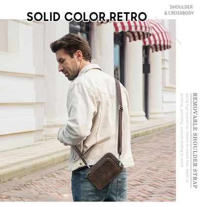 Retro Crazy Horse Men's Crossbody Phone Bag