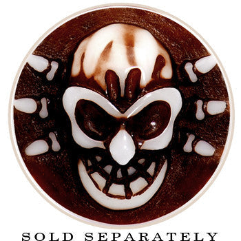 0G Brown White Resin Skull Saddle Plug