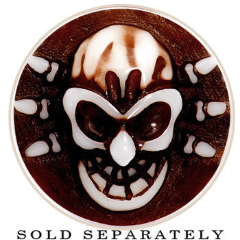 00G Brown White Resin Skull Saddle Plug