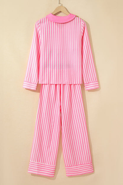 Stripe Bow Tie Top and Pants Pajama Set