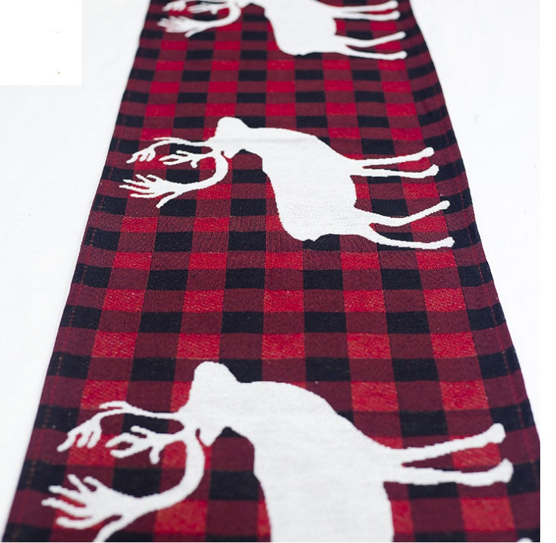 Christmas Elk Snowman Table Runner Decor