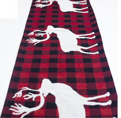 Christmas Elk Snowman Table Runner Decor
