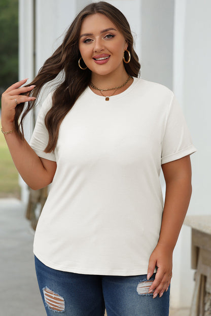Solid Short Sleeve Crew Neck Tee