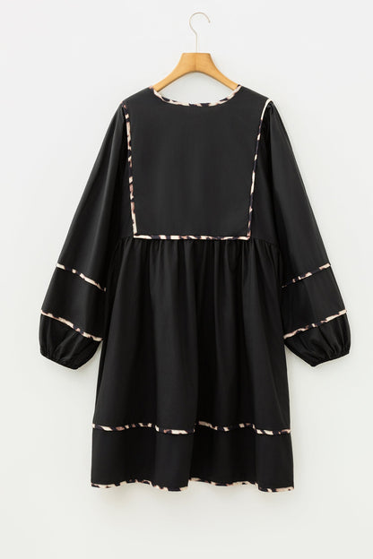 Plus Size Leopard Tie-Neck Mini Dress