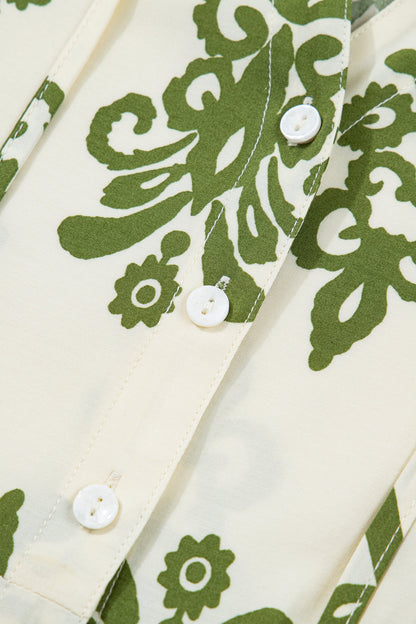 Tie V-Neck Puffy Half Sleeve Shirt