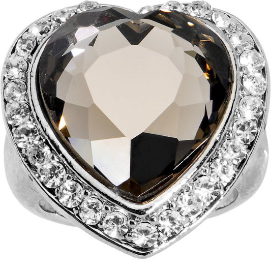Size 7.5 -Black Diamond Luster Heart Ring
