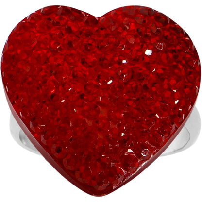 Red Sparkler Heart Adjustable Ring