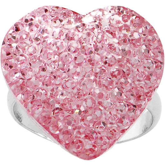 Light Pink Sparkler Heart Adjustable Ring