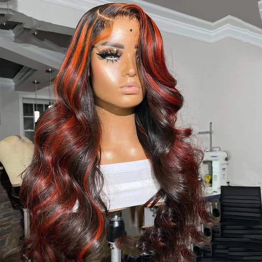 Burgundy Highlight Lace Frontal Wigs