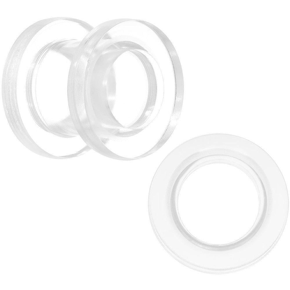 0G Clear Acrylic Screw Fit Tunnel Plug Set