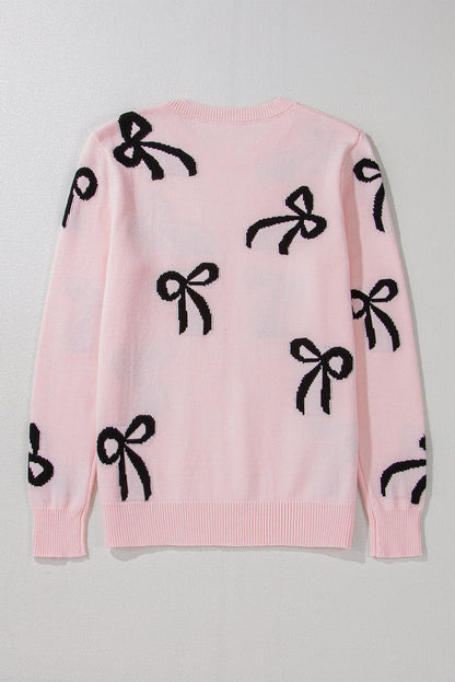 Bow Tie Knit Crewneck Sweater